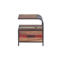 table de chevet droite 1 tiroir fer-bois - seattle - l 50 x l 40 x h 56 - neuf