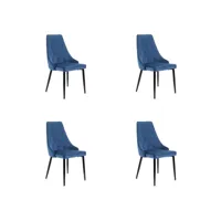 soroli - chaise rembourrée 4 pcs style moderne salon/salle à manger - 88x44x42 - pieds en métal - bleu