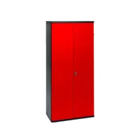 armoire de bureau 2 portes métal rouge et noir folia h 198