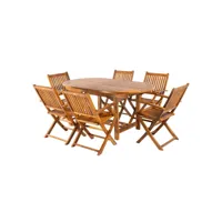 ensemble de teck,table ovale 160 extensible 210cmx90cmx77cm et 6 chaises pliantes k91476037