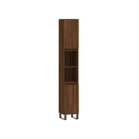 armoire de bain, meuble rangement de salle de bain chêne marron 30x30x190 cm bois d'ingénierie jax49932 meuble pro