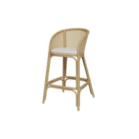 chaise de bar mélana en rotin et tissu crème 72 cm