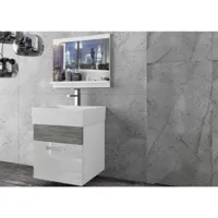 honoria - ensemble salle de bain - 3pcs - meubles à suspendre - vasque en porcelaine - blanc
