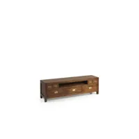 meuble tv 7 tiroirs bois bronze marron 160x40x47cm - bois-bronze - décoration d'autrefois
