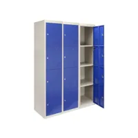 3 x casiers de rangement en métal - quatre portes, bleu - a plat 24128