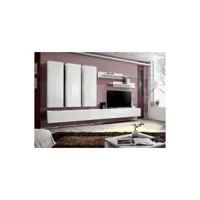 price factory - meuble tv fly e1 design, coloris blanc brillant. meuble suspendu moderne et tendance pour votre salon.