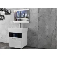 gabbie - ensemble salle de bain - 3 pcs - meubles à suspendre - vasque porcelaine - finition gloss - noir