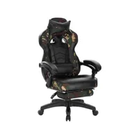 fauteuils de bureau sport chaise de jeu avec appui-tête coussin lombaire et repose-pieds en cuir synthétique camouflage noir helloshop26 19_0000081