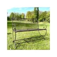 banc de jardin anton banquette en fer marron 2 places personnes fauteuil de jardin mobilier de qualité 55x84x103cm