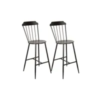 chaise bar en métal laqué -samos (lot de 2) noir