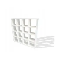 nela - bibliothèque carrée 16 cases - etagère livres - 137x30x140 cm - style moderne - blanc