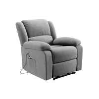 paris prix - fauteuil de relaxation electrique microfibre ota 96cm gris