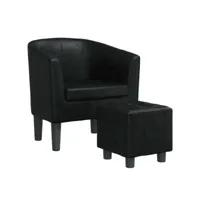 fauteuil salon - fauteuil cabriolet avec repose-pied noir similicuir 70x56x68 cm - design rétro best00004221904-vd-confoma-fauteuil-m05-2513