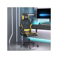fauteuil gamer chaise de bureau - fauteuil de jeu noir et jaune tissu meuble pro frco75393