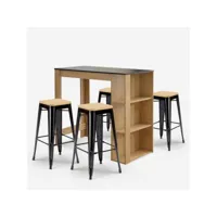 table haute en bois 120x60cm + 4 tabourets de bar tolix noir syracuse ahd amazing home design