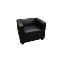 fauteuil club, lounge lille, 86x75x70cm ~ cuir reconstitué, noir