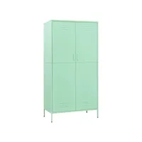 garde-robe, penderie, armoire de vêtements vert menthe 90x50x180 cm acier pewv19196 meuble pro