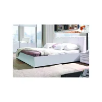 ensemble blanc brillant lit design en simili cuir 180 x 200 cm et 2 chevets verona. meuble design pour chambre à coucher