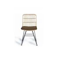 set de 2 chaises orleans avec coussin - rotin et métal