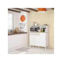 buffet de cuisine émile 3 portes et 1 tiroir l108 x h126cm -  blanc / bois motif