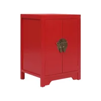 table de chevet rouge 38 x 28 x 52 cm bois de paulownia
