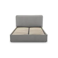 goyave - lit coffre - 160x200 - en tissu - sommier inclus - best mobilier - gris