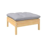 repose-pied de jardin, tabouret pouf, tabouret bas avec coussin gris bois de pin massif lqf43413 meuble pro