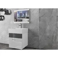 gabbie - ensemble salle de bain - 3 pcs - meubles à suspendre - vasque porcelaine - finition gloss - gris