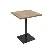 table de bistrot hwc-h10, table de bar, gastronomie industrielle bois d'orme certifié mvg 76x60x60cm ~ brun clair
