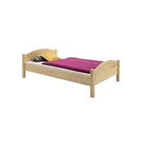 lit simple flims 100 x 200 cm lit pour enfant en pin massif vernis naturel, avec tête et pied de lit arrondi