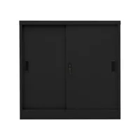 armoire de bureau avec porte coulissante noir 90x40x90 cm acier