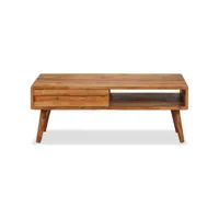 table de salon bois massif avec tiroir sculpté 100x50x40 cm