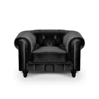 chesterfield - fauteuil chesterfield velours noir