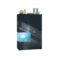 vitrine noir mat et brillant insertion pétrol laquée (l-h-p) : 91,5 - 136,5 - 37 cm + led blanc