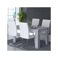 table de repas rectangulaire 160 cm blanc-béton - rodio - l 160 x l 90 x h 76 cm