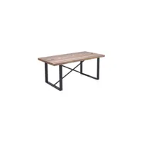 table de repas rectangulaire bois recyclé-métal - jesly - l 180 x l 90 x h 76 cm - neuf