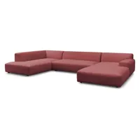 bobochic canapé panoramique fixe lavena tissu velours rouge  angle gauche