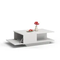 table basse scandinave, couleur : blanc, d : h : 42 cm, l : 60 cm, p : 90 cm , table salon,