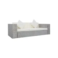 canapé fixe 3 places  canapé scandinave sofa avec coussins gris rotin naturel meuble pro frco51571