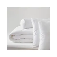 pack couette très chaude 240 x 220 + 2 oreillers 60 x 60 + polochon 140 polycoton confort traité anti acarien soft & care