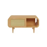 mathilde - table basse - bois et cannage - 100 cm - best mobilier - bois