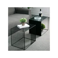 table basse double en métal noir 45 x 40 x 45 cm azura-42598