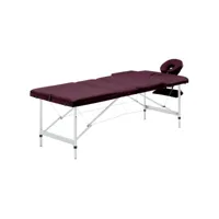 table de massage pliable lit de massage banc canapé thérapie cosmétique portable professionnel shiatsu reiki 3 zones aluminium violet helloshop26 02_0001829