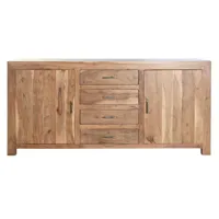 commode, meuble de rangement en bois d'acacia coloris naturel - longueur 170 x profondeur  45 x hauteur 80 cm