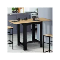 table haute de bar extensible dona 2 à 4 personnes noire plateau façon hêtre 65-130 cm