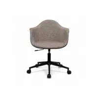 fauteuil de bureau pivotant ajustable en hauteur diano tissu beige, effet simili bordeaux et métal noir