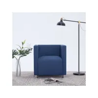 fauteuil cube  fauteuil de relaxation fauteuil salon bleu tissu meuble pro frco54625