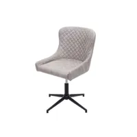 chaise de bureau sans roulettes pivotante style vintage hauteur réglable en tissu/textile gris pied en métal 04_0001868