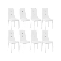 tectake lot de 8 chaises avec strass rembourré avec revêtement en cuir synthétique 404125