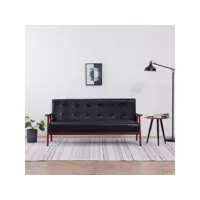 canapé fixe 3 places  canapé scandinave sofa noir similicuir meuble pro frco48688